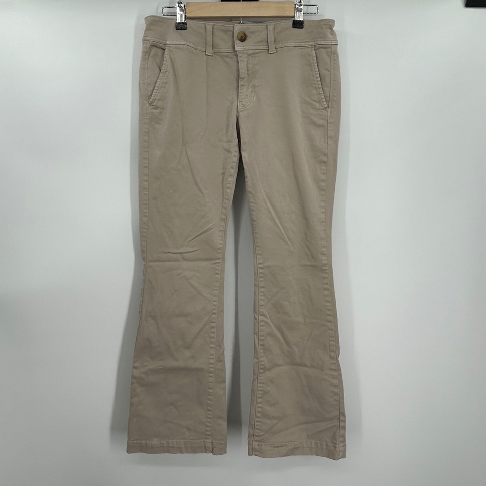 American Eagle Super Stretch‎ X Kick Boot Khaki Pants Womens 8 Regular Beige Mid